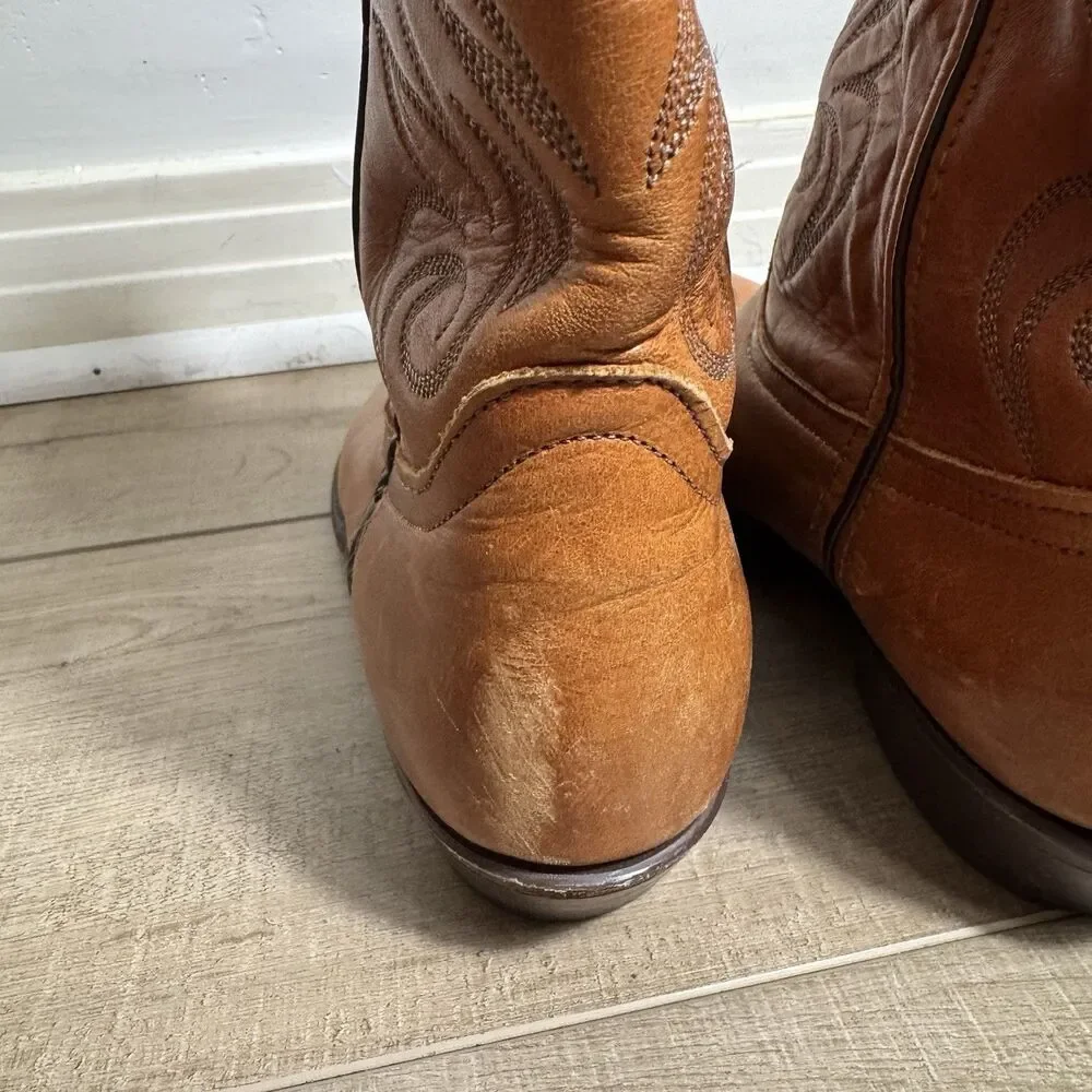 Vintage Code West Men's 8.5 USA Made Cowboy Boots Dan Post Leather Western Toe